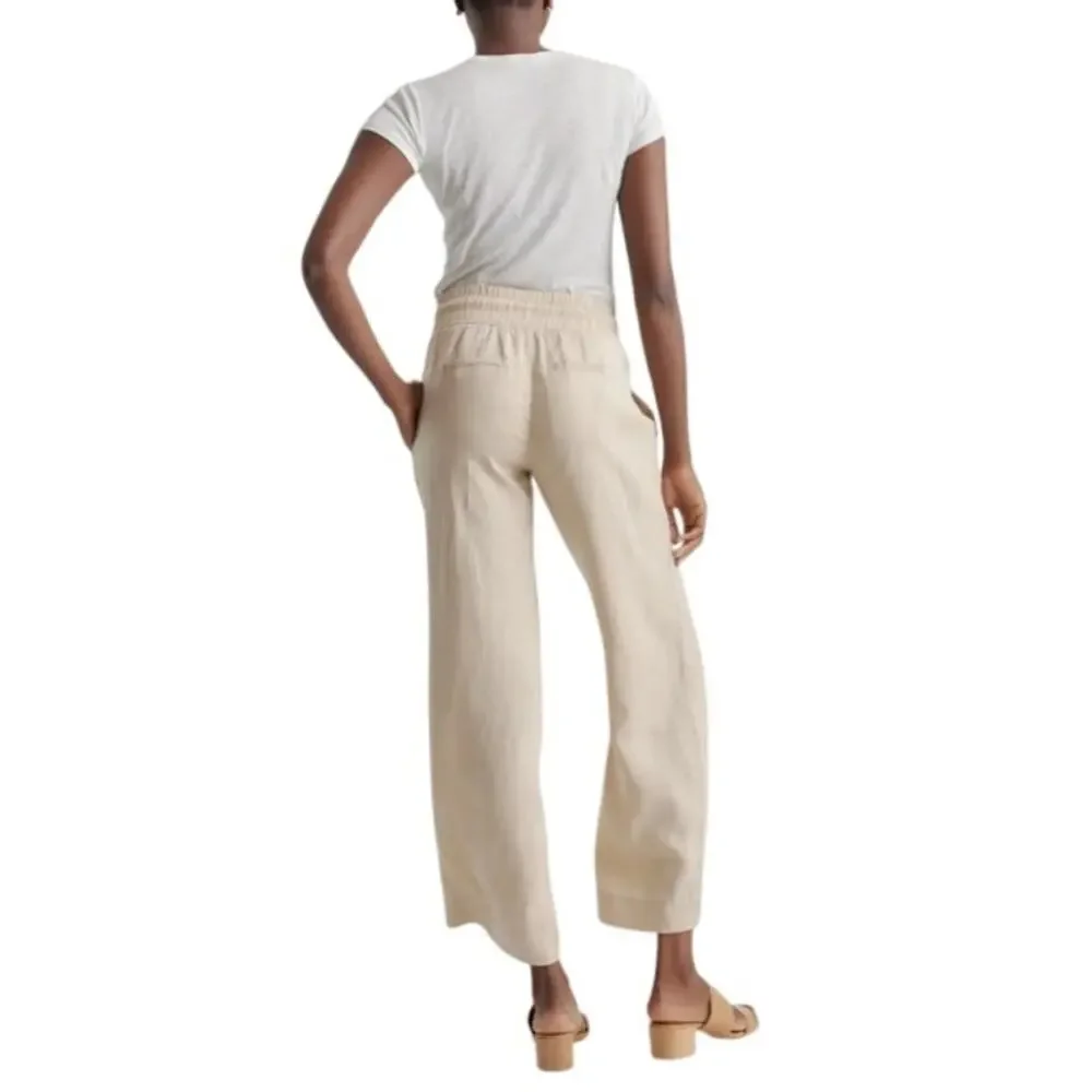 Quince 100% European Linen Wide Leg Pants XS Flax Beige Pull On 27